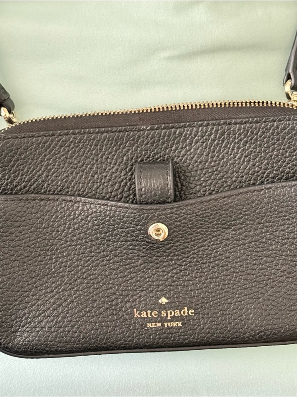 kate spade Black Pebbled Leather Crossbody with Gold Hardware